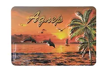 Купить Магнит прессованный цветной Закат,Дельфины (Адлер) (025-1-165-6) — Фото №1