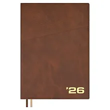 Купить Ежедневник дат. 2026г. А5+ 176л "Шеврет" бордовый, кожзам, интегр. переплет, тисн. фольгой, внутренний блок в клетку, карман, офсет, закругл.углы, справ.мат-лы, 2 ляссе, инд.уп — Фото №1