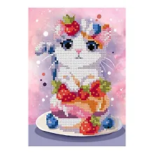 Купить Алмазная мозаика 15*20 детская (неполное заполнение) "Клубничный десерт" — Фото №1