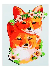 Купить Набор д/творчества Рыжий кот Холст с красками 22х30см по номерам. (16 цв.) Добрые лисята ХК-3673 — Фото №1
