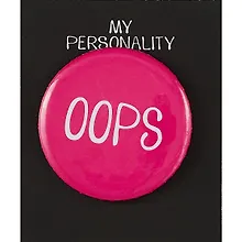 Купить Значок круглый OOPS (фуксия) (металл) (38мм) — Фото №1