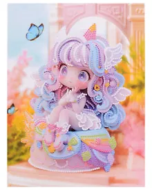 Купить Алмазная мозаика (блестящая) с подрамником, с частичным заполнением "Куколка на тортике", 23 х 30 см — Фото №1