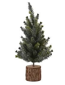 Купить Ёлочка настольная Зеленая красавица на пеньке (ПЭТ, дерево, текстиль) (14х29) — Фото №1