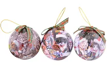 Купить Набор елочных шаров НГ Зимние котики (3 шт) (пластик) (7,5 см) (ПВХ Бокс) — Фото №1