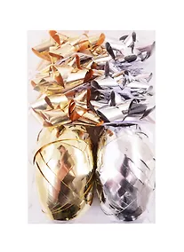 Купить Набор для упаковки 2 кокона, 6 бантов, серебряный+золотой, подвес — Фото №1