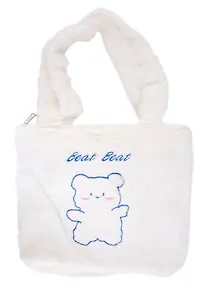 Купить Сумка-шоппер плюшевая Зверек (бежевая) (31х28) (12-BaoDing-X603-2) Bookvalno — Фото №1