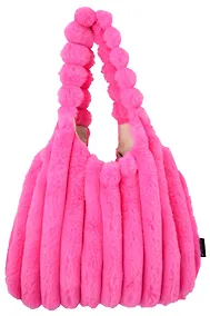 Купить Сумка-шоппер с объёмной ручкой (розовая) (плюш) (35х35см) — Фото №1