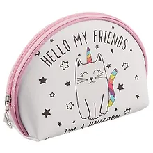Купить Косметичка на молнии полукруг Кошка-единорог (21*13см) (ПВХ бокс) (12-12058-VV-8778) — Фото №1