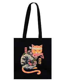 Купить Сумка-шоппер Кот-самурай (текстиль) (40х35) (СК2025-308) — Фото №1