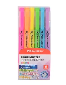 Купить Текстовыделители 06цв "TWIN NEON" двусторонние, пл/уп, BRAUBERG — Фото №1