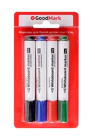 Купить Маркеры для доски 3 цвета 5мм, толстый корпус, блистер, Goodmark — Фото №1