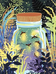 Купить Книга для записей А6 64л кл. "Светлячки" 7БЦ, мат.лам, выб.лак, блестки «Золото», офсет — Фото №1