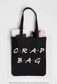 Купить Сумка-шоппер. Crap bag (черная, 38х43 см, длина ручек 58 см) — Фото №1
