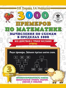 Купить 3000 примеров по математике. Вычисления по схемам в пределах 1000. Все действия с тремя числами. Ответы. 3 класс — Фото №1