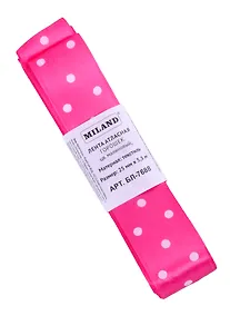 Купить Лента атласная Горошек,25 мм х 5,5 м,малиновый БЛ-7688 — Фото №1