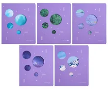 Купить Тетрадь 48л кл. "TOTAL LILAC. Natural mix" цв.тон.картон, тиснение серебр.фольгой, вырубка, ассорти — Фото №1