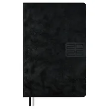 Купить Ежедневник дат. 2026г. А5 176л "Тиволи глосс" черный, кожзам, тв.переплет, блинт.тиснение, офсет, справ.мат-лы, вырубка, закругл.углы, 2 ляссе, инд.уп — Фото №1