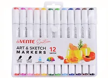 Купить Маркеры для скетчинга 12 цветов "Emotion", двусторонние (пулевидный 1 мм/скошенный до 6 мм) — Фото №1