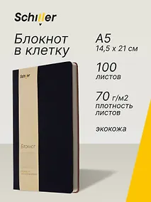 Купить Книга для записей А5 100л кл. черный, интегр., тонир.блок, резинка, ляссе, Schiller — Фото №1
