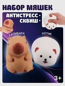 Купить Набор Антистресс мяшка Котик в пластиковой коробке (15-01839-7584) (3+)+Антистресс мяшка Капибара (упаковка) (15-2255-8788) — Фото №1