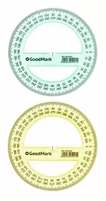 Купить Транспортир 12см 360гр, пластик, ассорти, GoodMark — Фото №1