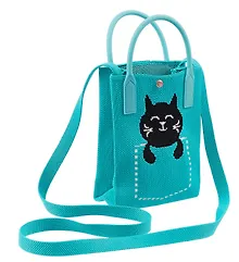 Купить Сумочка вязаная с застежкой Котик в кармане (12х18х6) (текстиль) (12-YiHeng-121801) Bookvalno — Фото №1