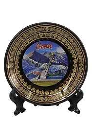 Купить Магнит-тарелка Олимпийский фонтан (фарфор) (7см) (Сочи) (026-7BL-135-17) — Фото №1