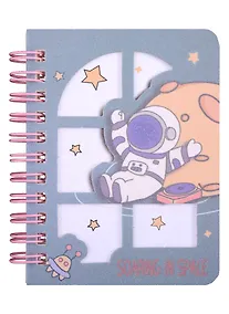 Купить Записная книжка 80*108 80л "Soaring in space" карт.обл., вырубка, спираль, инд.уп., ассорти — Фото №1