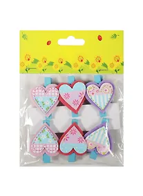 Купить Набор прищепок, 6 шт, в пакете с хедером, сердечки (11-06943-4) — Фото №1