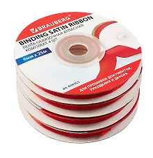 Купить Лента обвязочная атласная красная комплект 4 шт., ширина 6 мм, длина 25 м, BRAUBERG — Фото №1