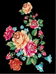 Купить Картина по номерам. На черном холсте. Цветочный куст — Фото №1