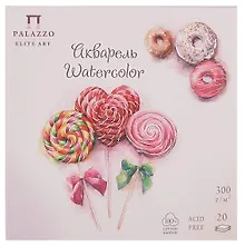 Купить Планшет для акварели 200*200 20л "Кондитерская" розовый, 300г/м2, 100%хлопок — Фото №1