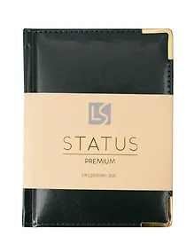 Купить Ежедневник дат. 2026г. А6 176л "Status" темно-зеленый, 7Б, тв.переплет, иск.кожа, обл.поролон, мет.уголки, тонир.блок, цв.торец, ляссе, инд.уп — Фото №1