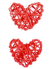 Купить Сердечки декоративные из лозы, Красные (2шт.) — Фото №1