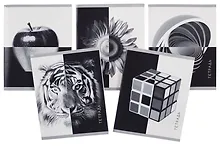 Купить Тетрадь 96л кл. "Черно-белое" мел.картон, твин-лак, ассорти — Фото №1