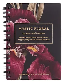 Купить Записная книжка А6 80 листов в клетку, "Blossom. Irises on black", на спирали — Фото №1