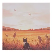 Купить Блок бумаги 90*90 самоклеящийся 100л "Котик в поле", инд.уп., подвес — Фото №1