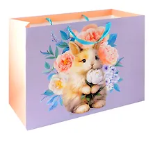 Купить Пакет А3+ 40*50*25 "Зайчик с цветами" жен., бум.мат.ламинат — Фото №1