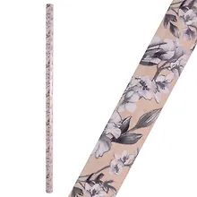 Купить Бумага упаковочная 70*100см "Белые цветы на бежевом" глянц., инд.уп. — Фото №1