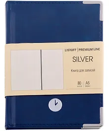Купить Записная книжка А6 80л кл. "SILVER. Синий" 7БЦ, обл.кож.зам, тиснение серебр.фольгой, 2 ляссе — Фото №1