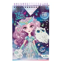 Купить Блокнот для творчества с наклейками и переводными тату. Луна. Neo Stars — Фото №1