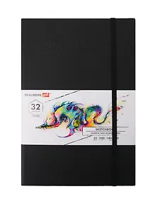 Купить Скетчбук 140*210 32л "ART PREMIERE" черный, 200г/м2, бумага "бристоль", кожзам, резинка — Фото №1