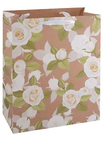 Купить Пакет А4 26*32*12 "Белые розы" жен., бум., мат.плёнка — Фото №1