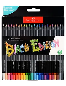 Купить Карандаши цветные 24цв "Black Edition", трехгран., черн.дерево, заточен., к/к, подвес, Faber-Castell — Фото №1