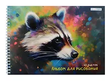 Купить Альбом для рисования Listoff, "Енотик", А4, 40 листов, на гребне — Фото №1
