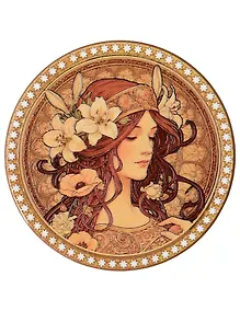 Купить Подставка под кружку Девушка с цветочным венком (керамика) (10,5см) (ПВХ бокс) (12-07650-788) — Фото №1