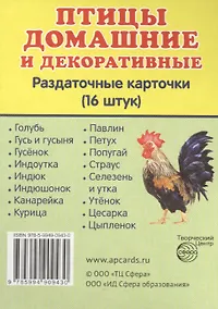 Купить Птицы домашние и декоративные. 16 раздаточных карточек с текстом — Фото №1