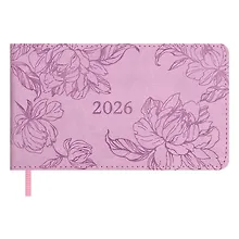 Купить Еженедельник дат. 2026г. 64л 150x87 мм 150x87 мм "Виннер" лиловый, кожзам, мягк.переплет, блинт.тиснение, офсет, карманный, горизонт, справ.мат-лы, закругл.углы, ляссе, инд.уп — Фото №1