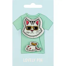 Купить Набор значков Котик и мышь (акрил) — Фото №1