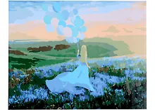 Купить Холст с красками по номерам "Девушка с воздушными шарами", 30 х 40 см — Фото №1